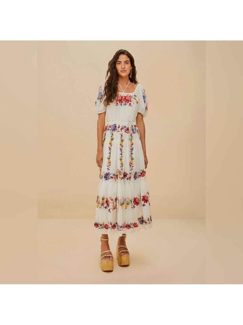 Farm Rio Off-White Tropicalista Embroidered Maxi Dress - Picture 3 of 9